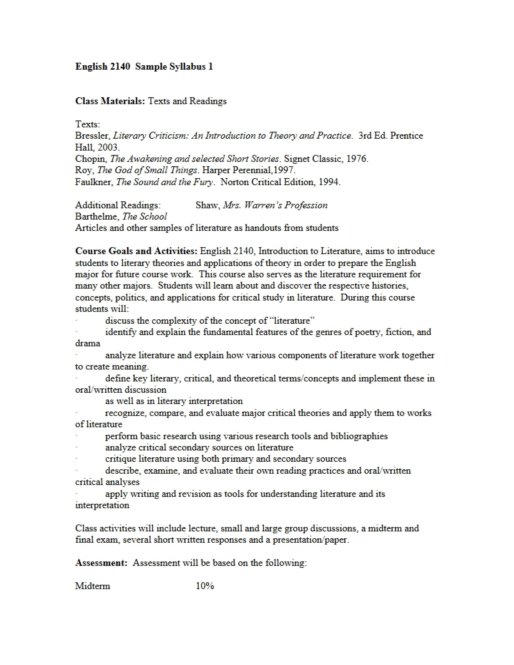 Part A Resources for English 2140