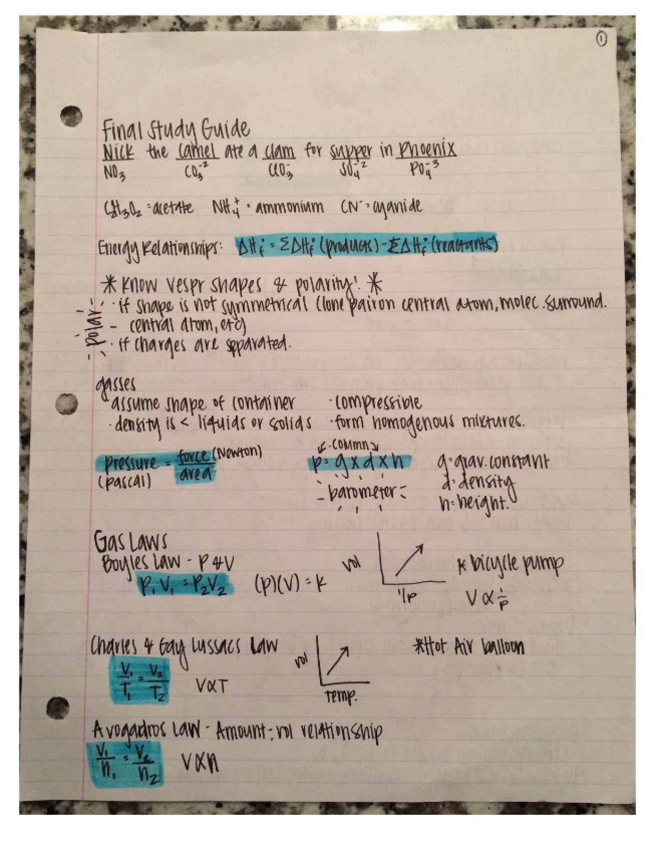 Study Guide for General Chemistry II
