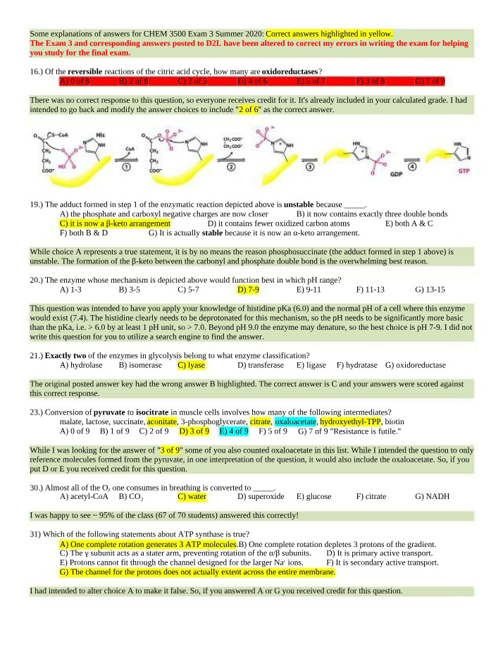 Summer 2020 Exam 3 - Answers and Explanations