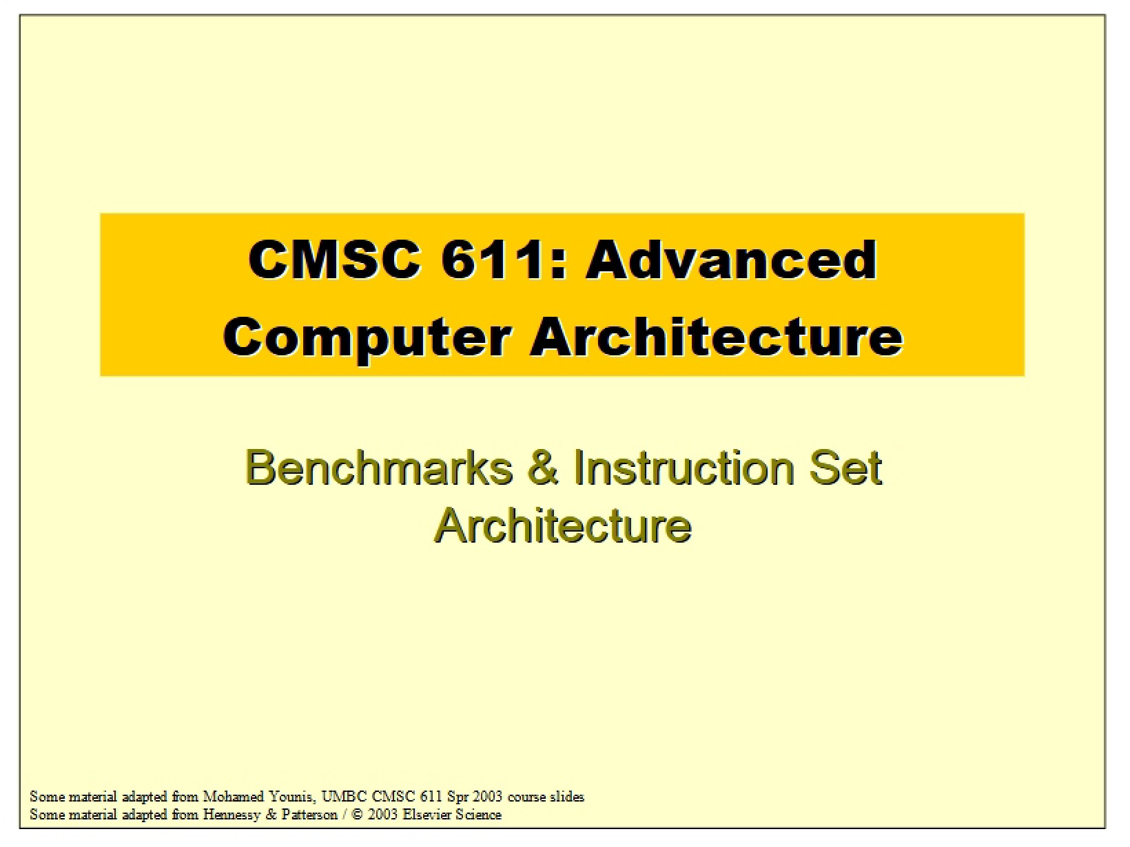 Instruction Set Architecture and Benchmarks
