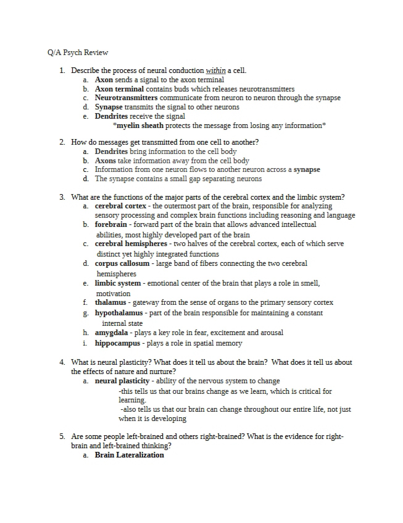 Study Guide for Introduction to Psychology