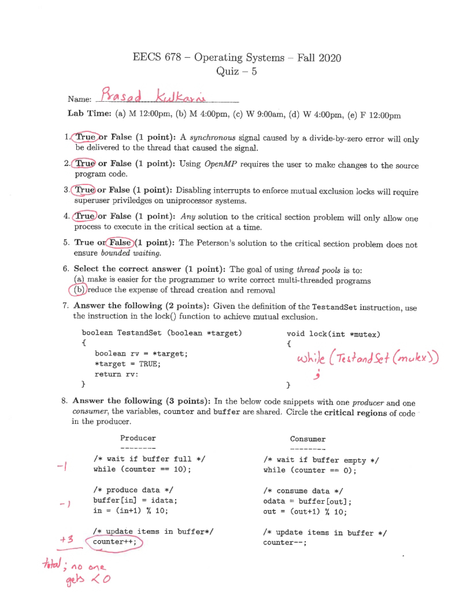 Quiz Five
