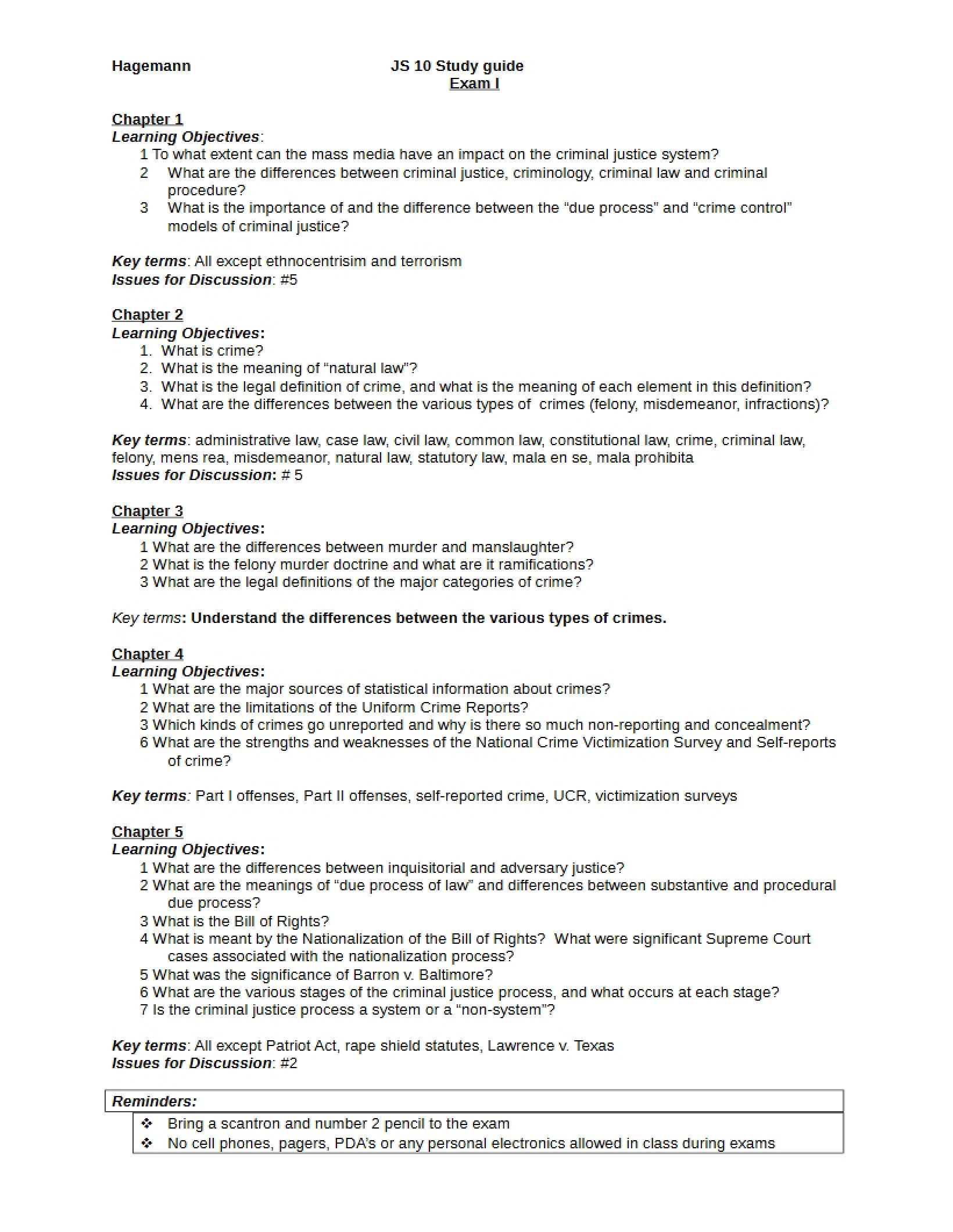 Exam Study Guide