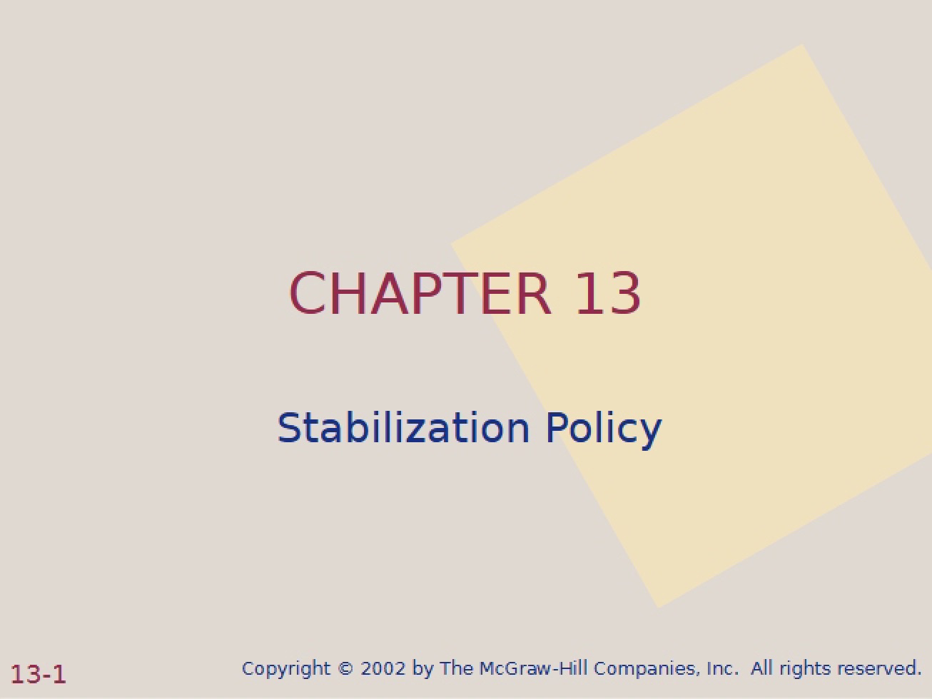 Stabilization Policy Chapter Thirteen