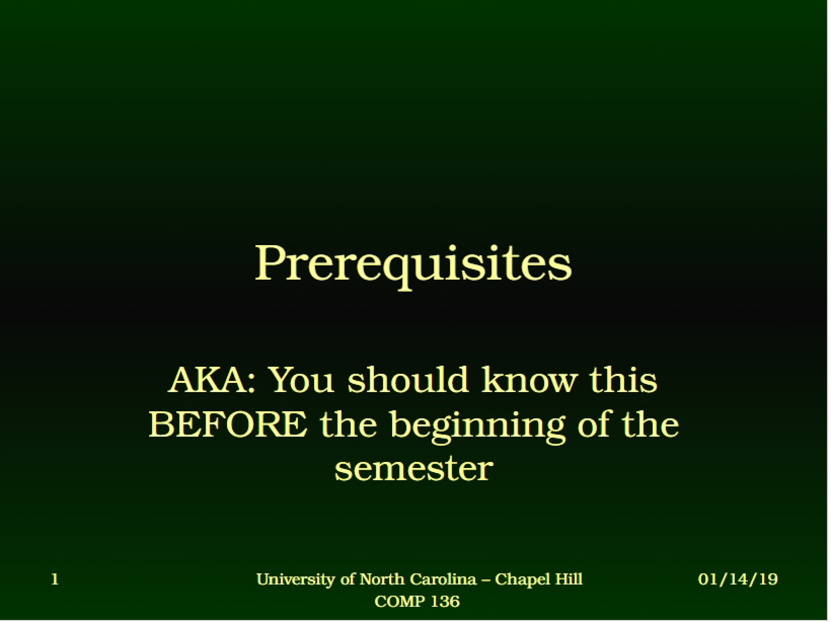 Course Prerequisites