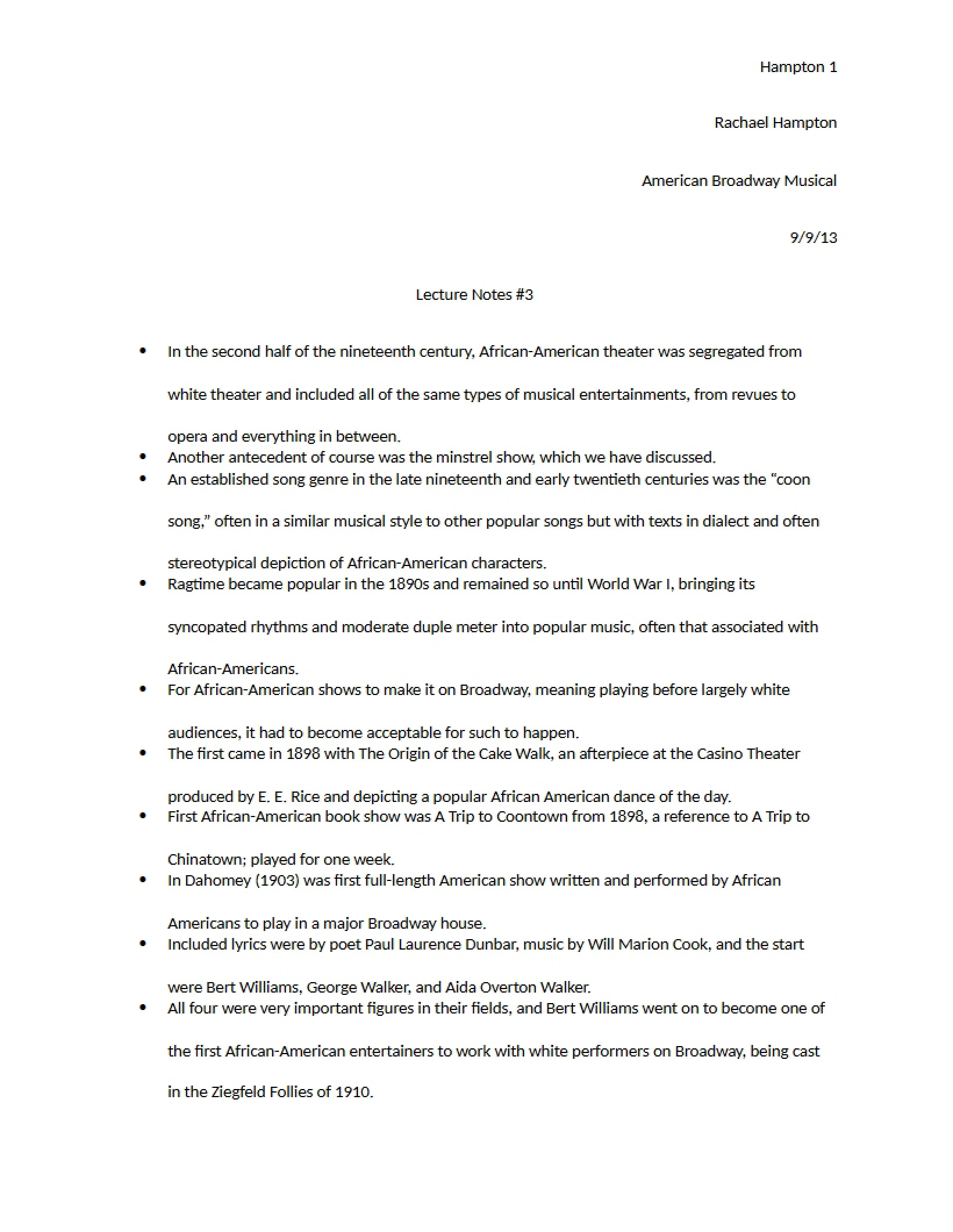 Notes from Lecture 3