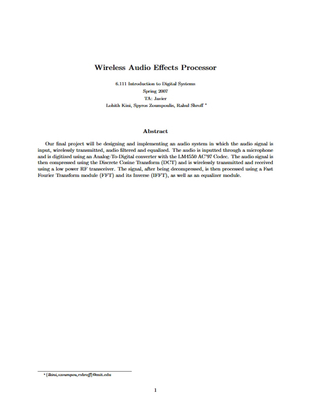 Processor for Wireless Audio Effects