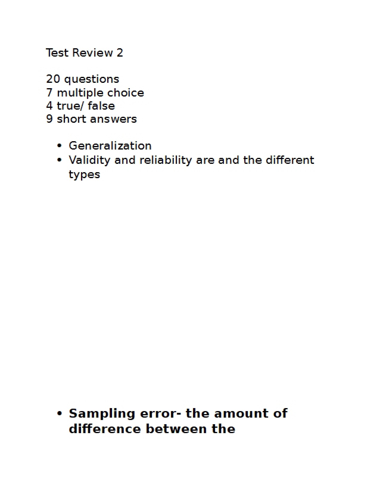 Review for Second Test
