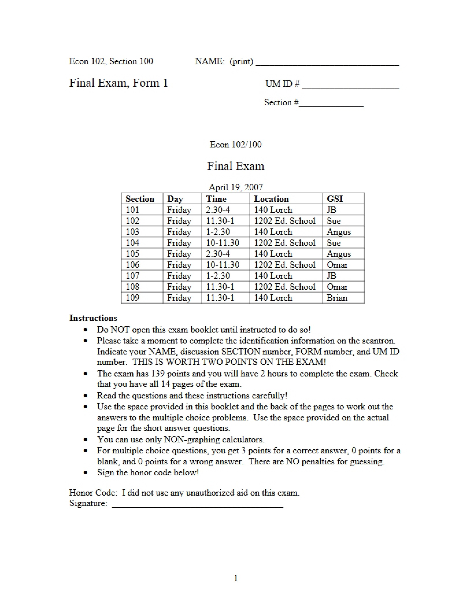 Final Examination
