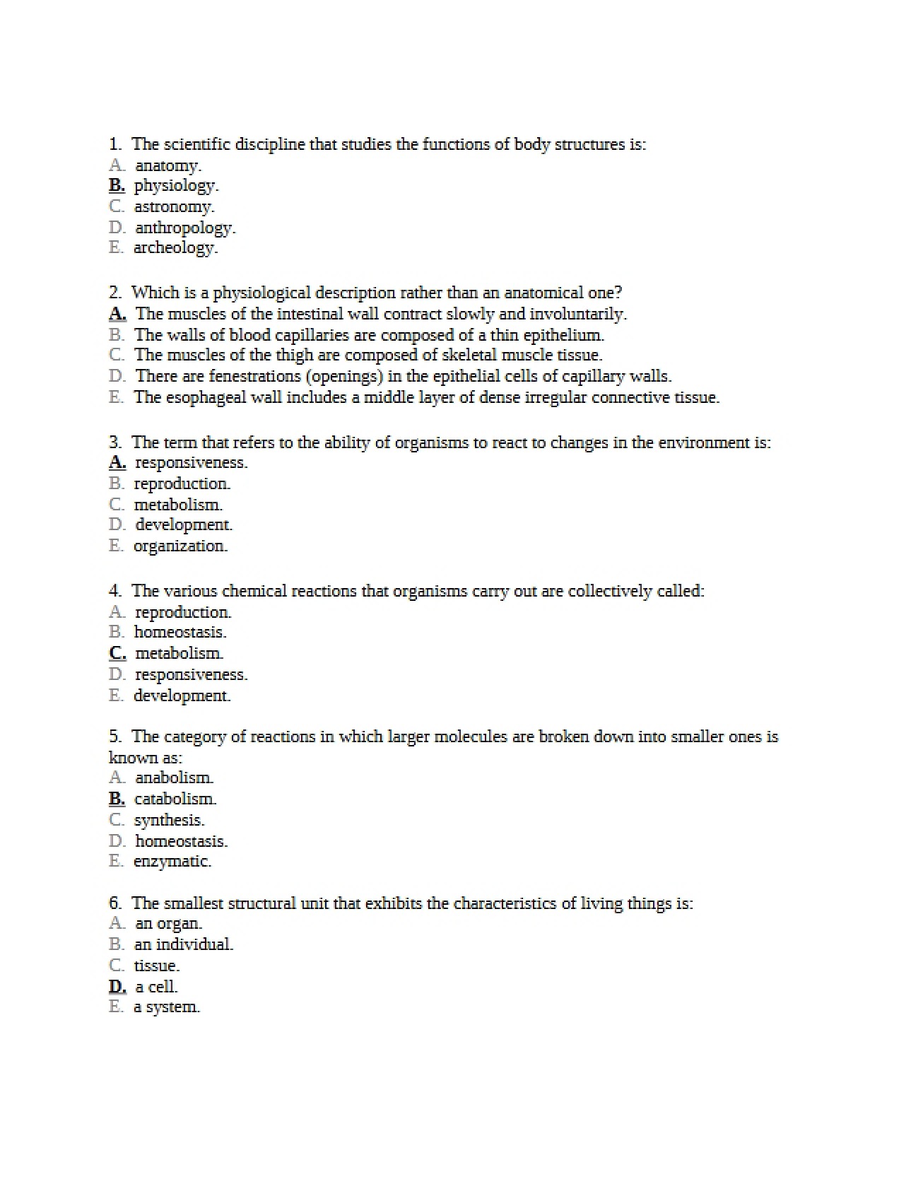 Anatomy Course Exam