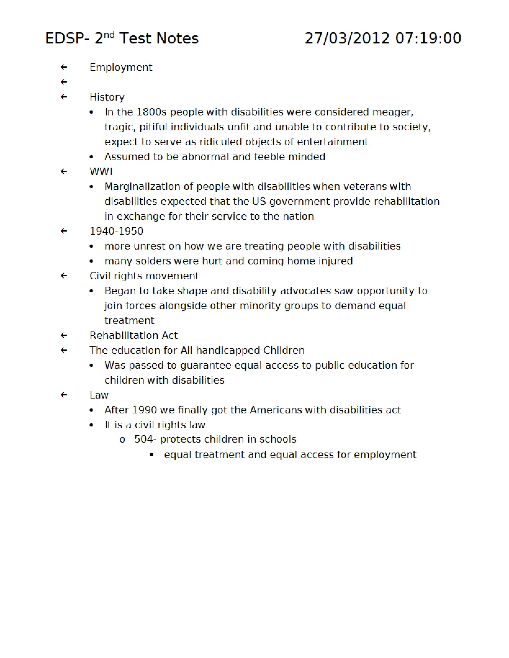 Notes for Test