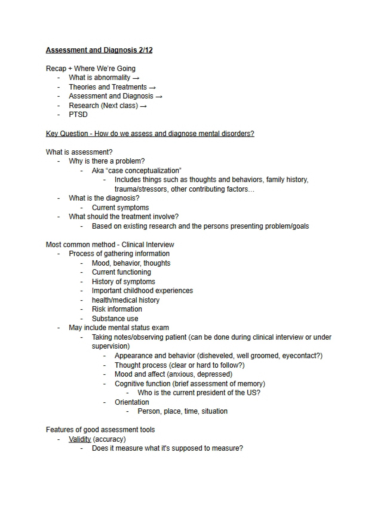 Diagnosis and Assessment