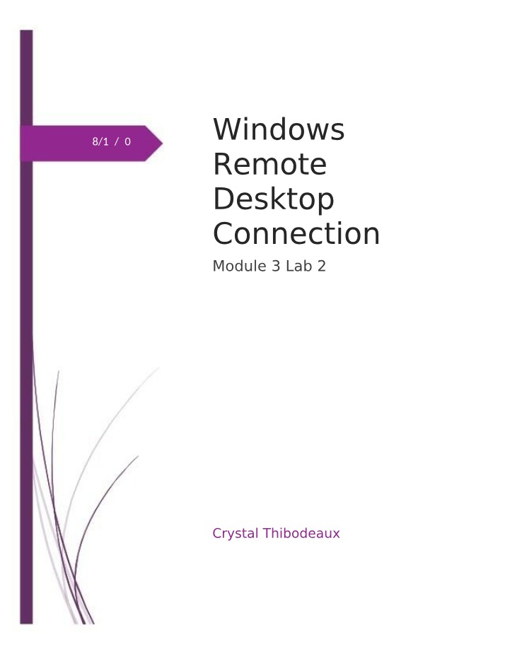 Module 3 Lab 2 - Windows Remote Desktop Connection