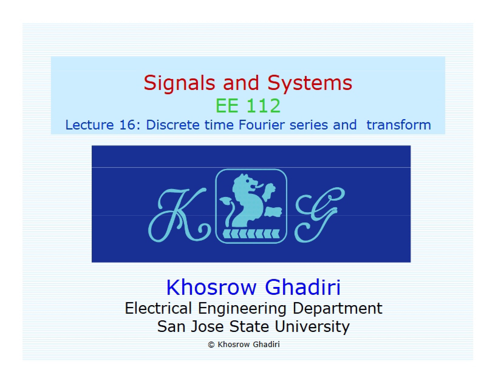 Discrete Fourier Transform Analysis