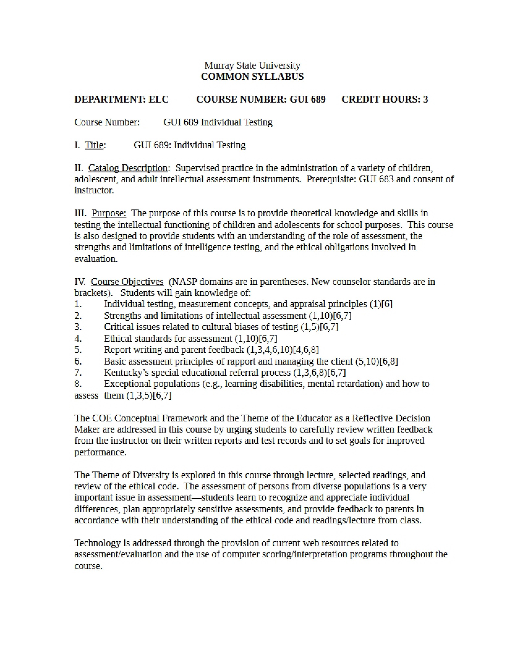 Syllabus - 6 Pages