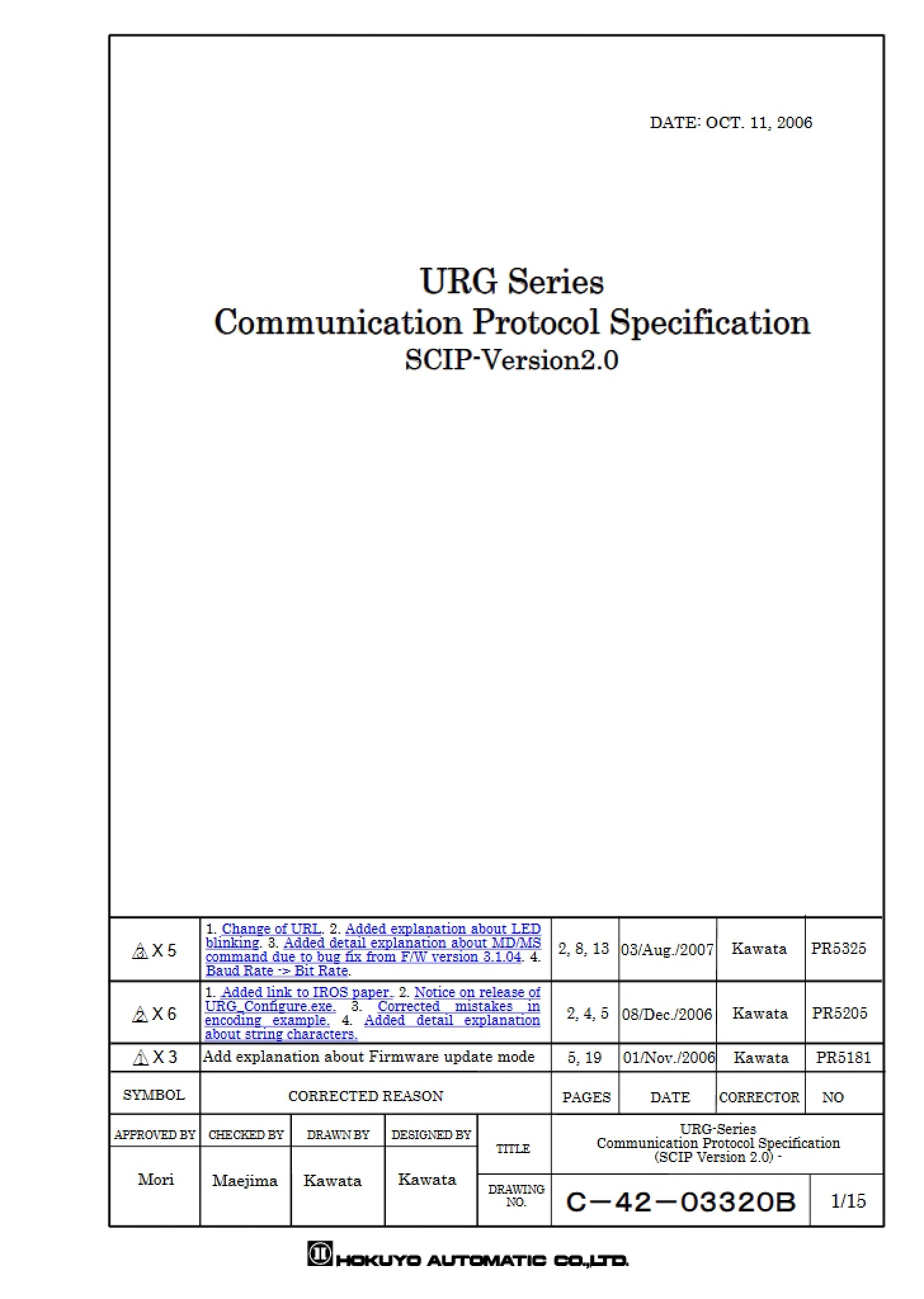 Specs for Communication Protocols