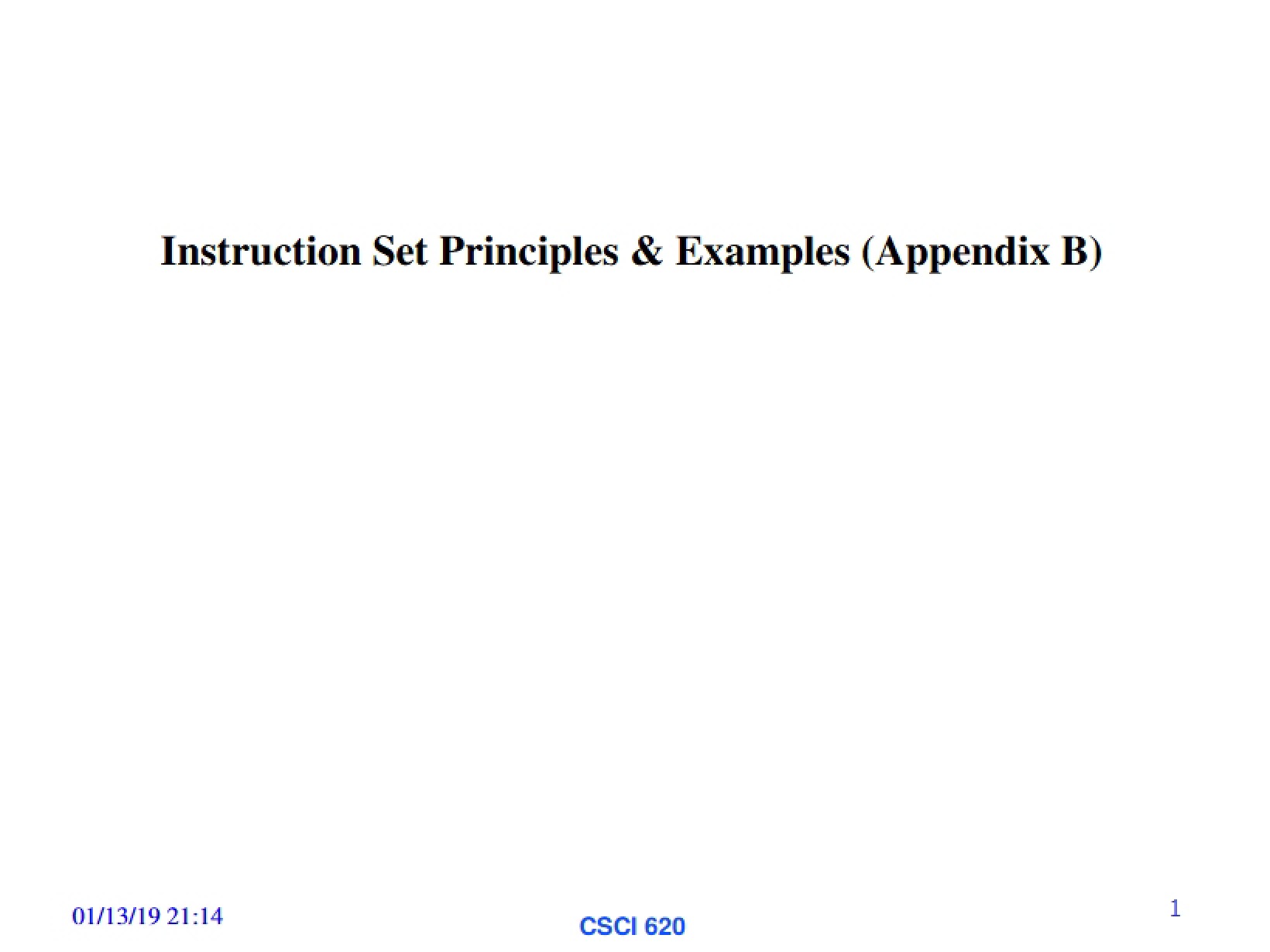 Principles and Examples of Instruction Sets