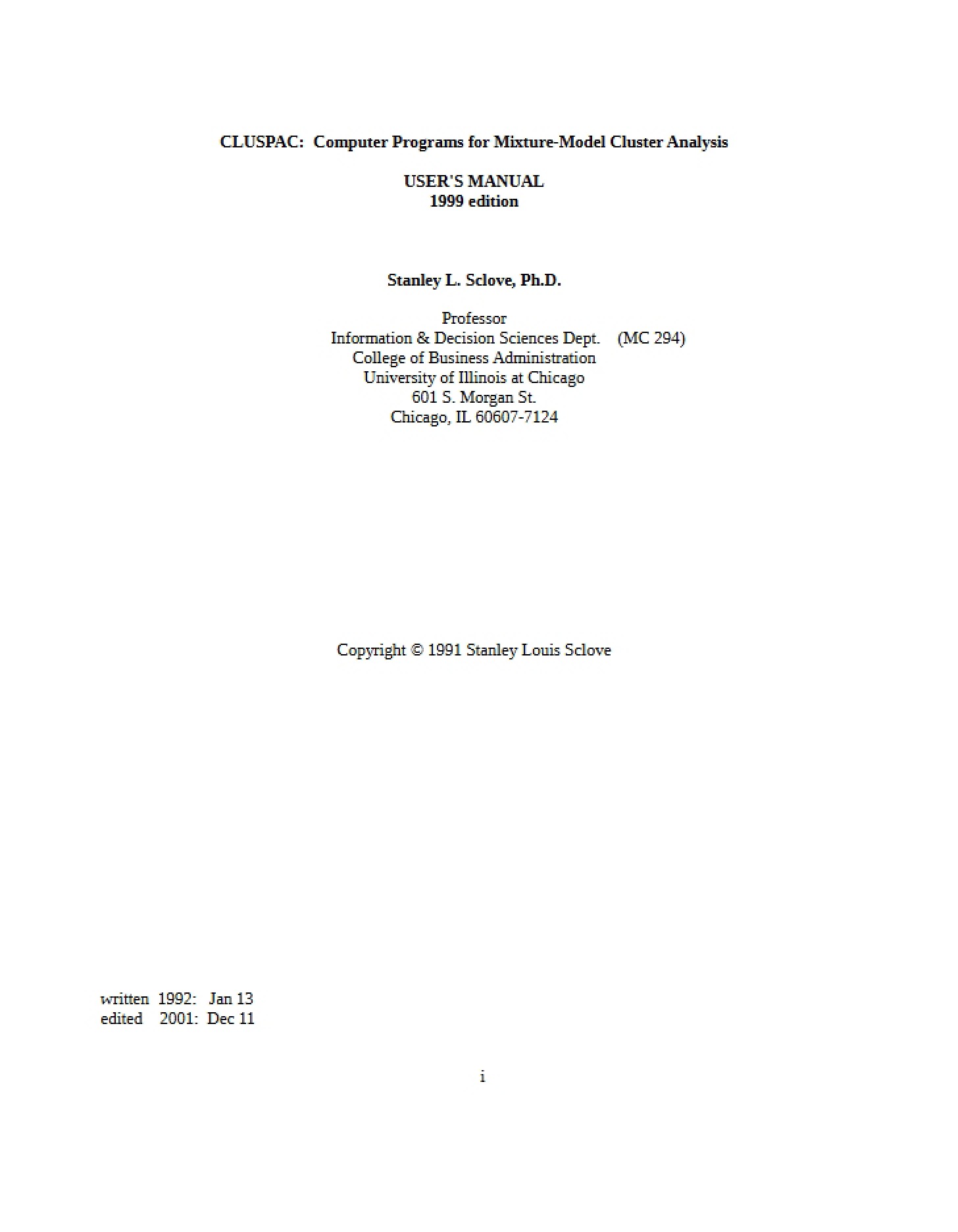 Mixture-Model Cluster Analysis Software (CLUSPAC)