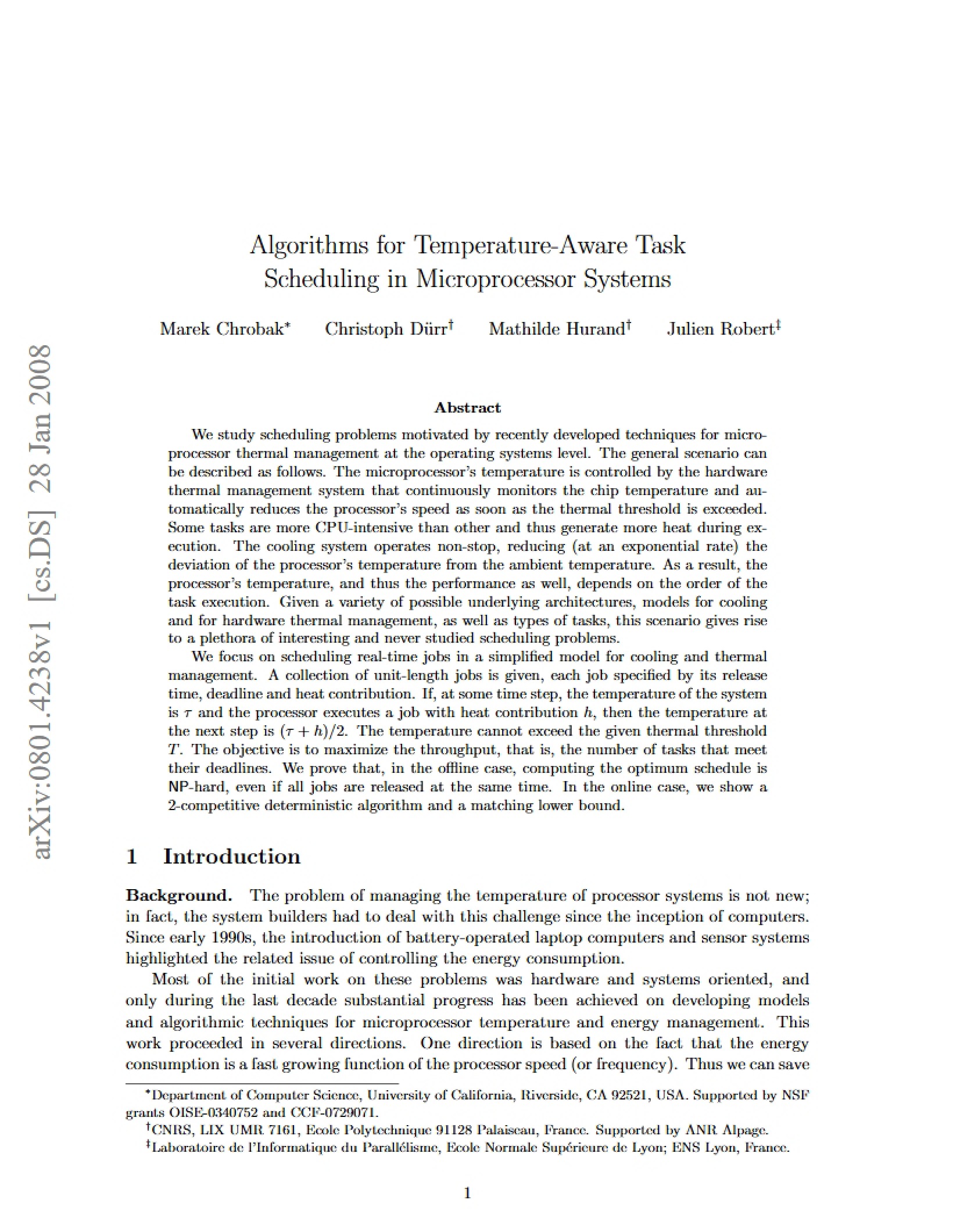 Temperature Algorithms