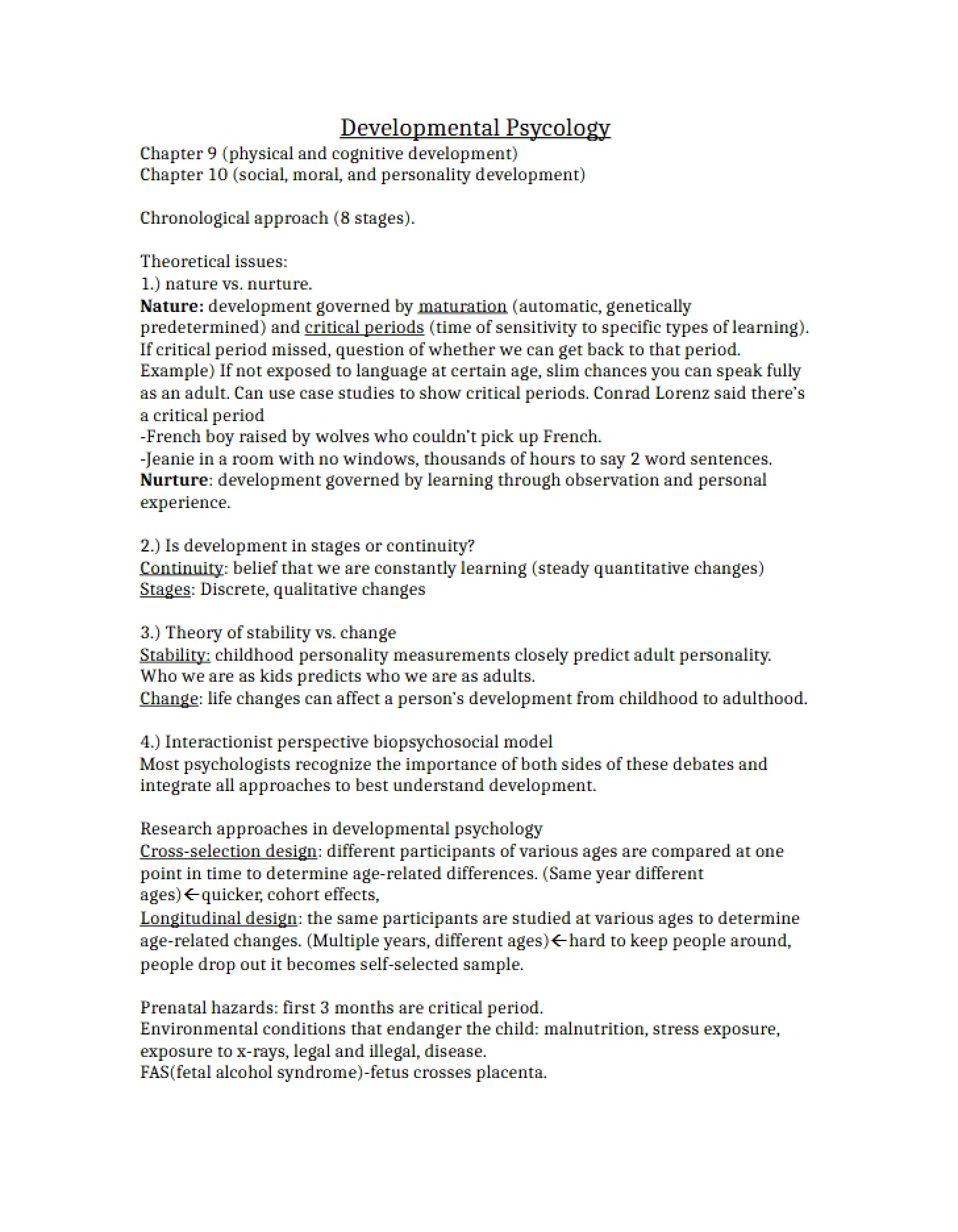 Chapter 9 Notes (Psych 100)