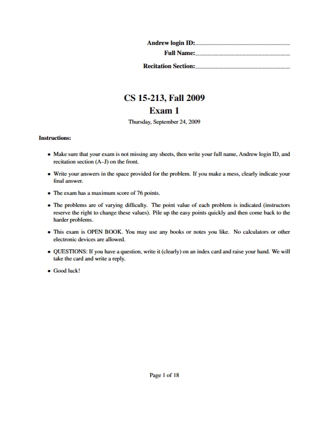 First Examination
