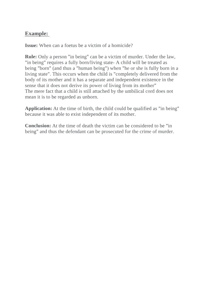 Fetal Homicide - A Legal Analysis