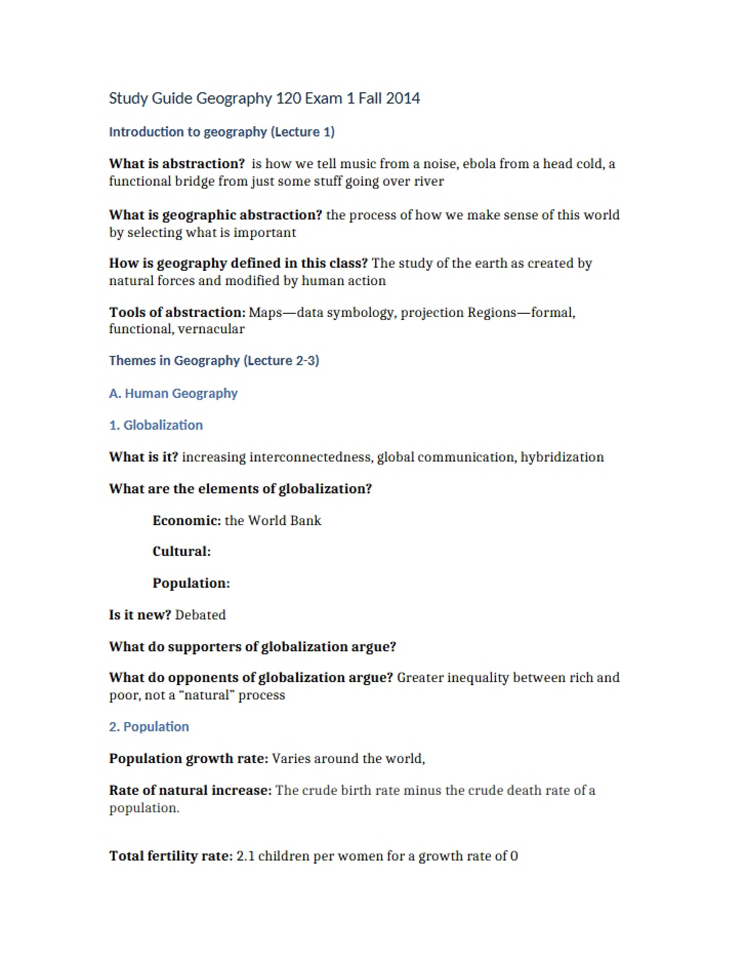 Geographic Studies Introduction