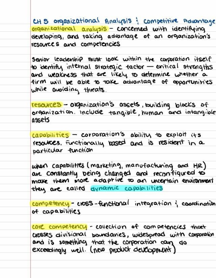 BUS 485 - Chapter 5 Notes