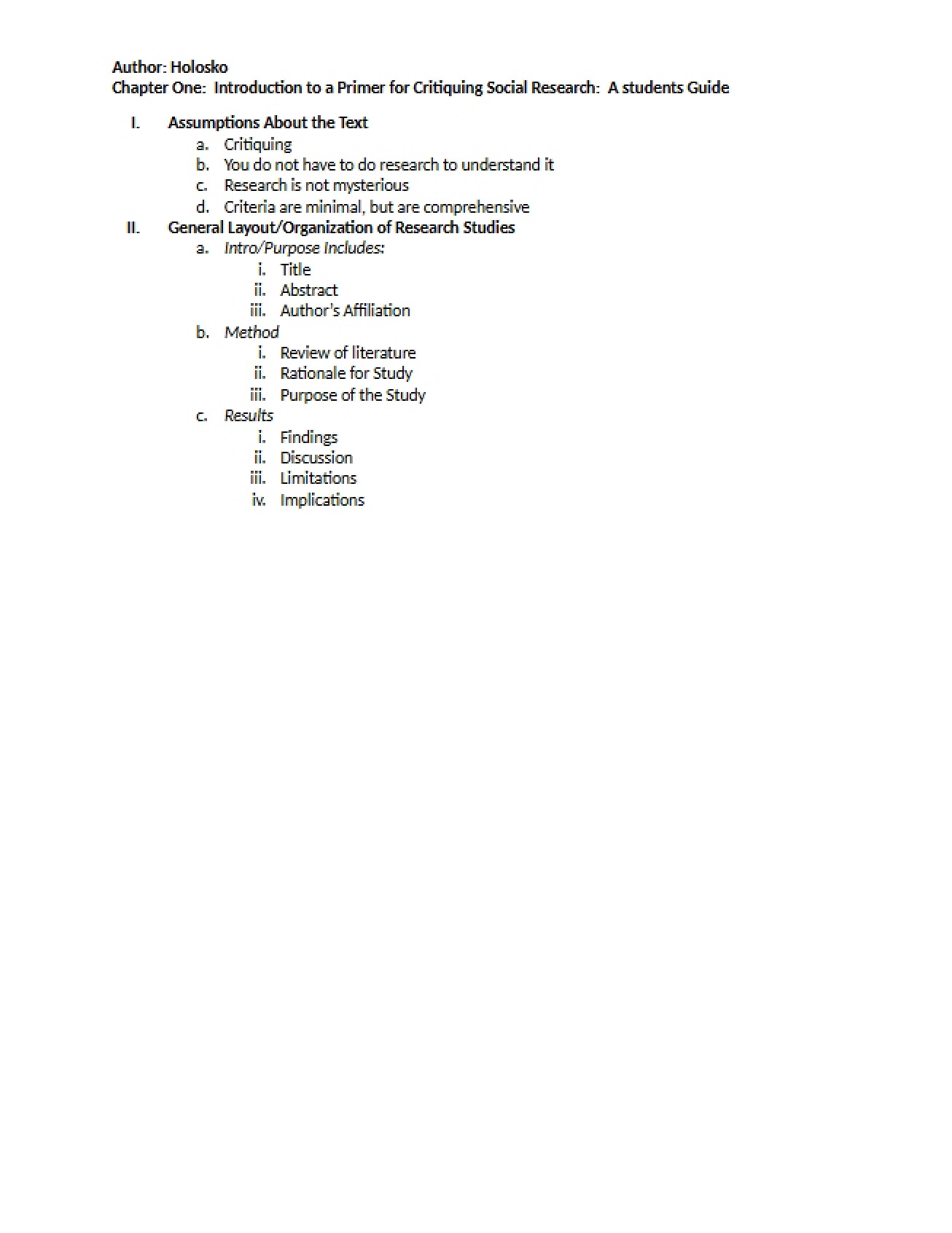 Class Notes by Holosko