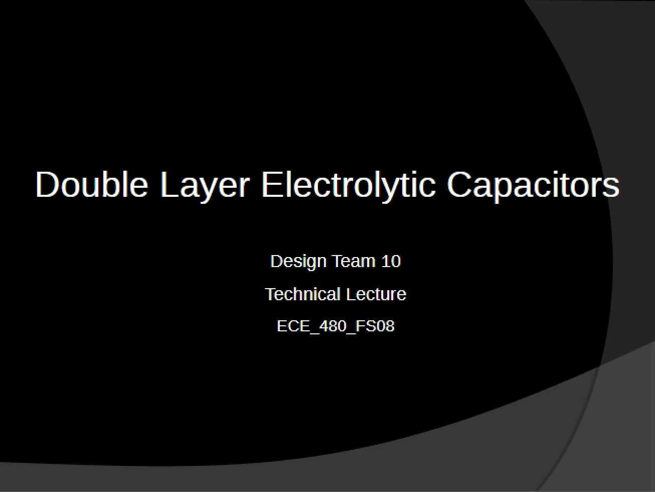 Electrolytic Capacitors Double Layer