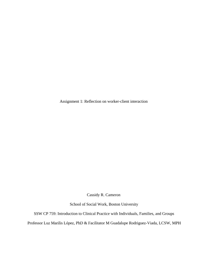 Reflection on Worker-Client Interaction - Assignment 1