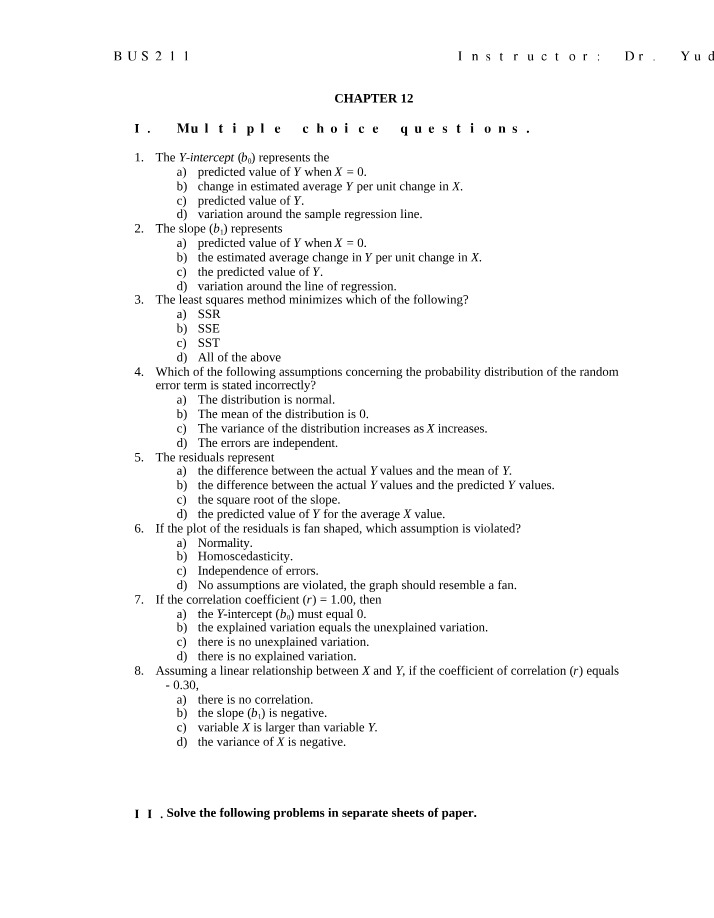 Regression Analysis and Multiple Choice Questions