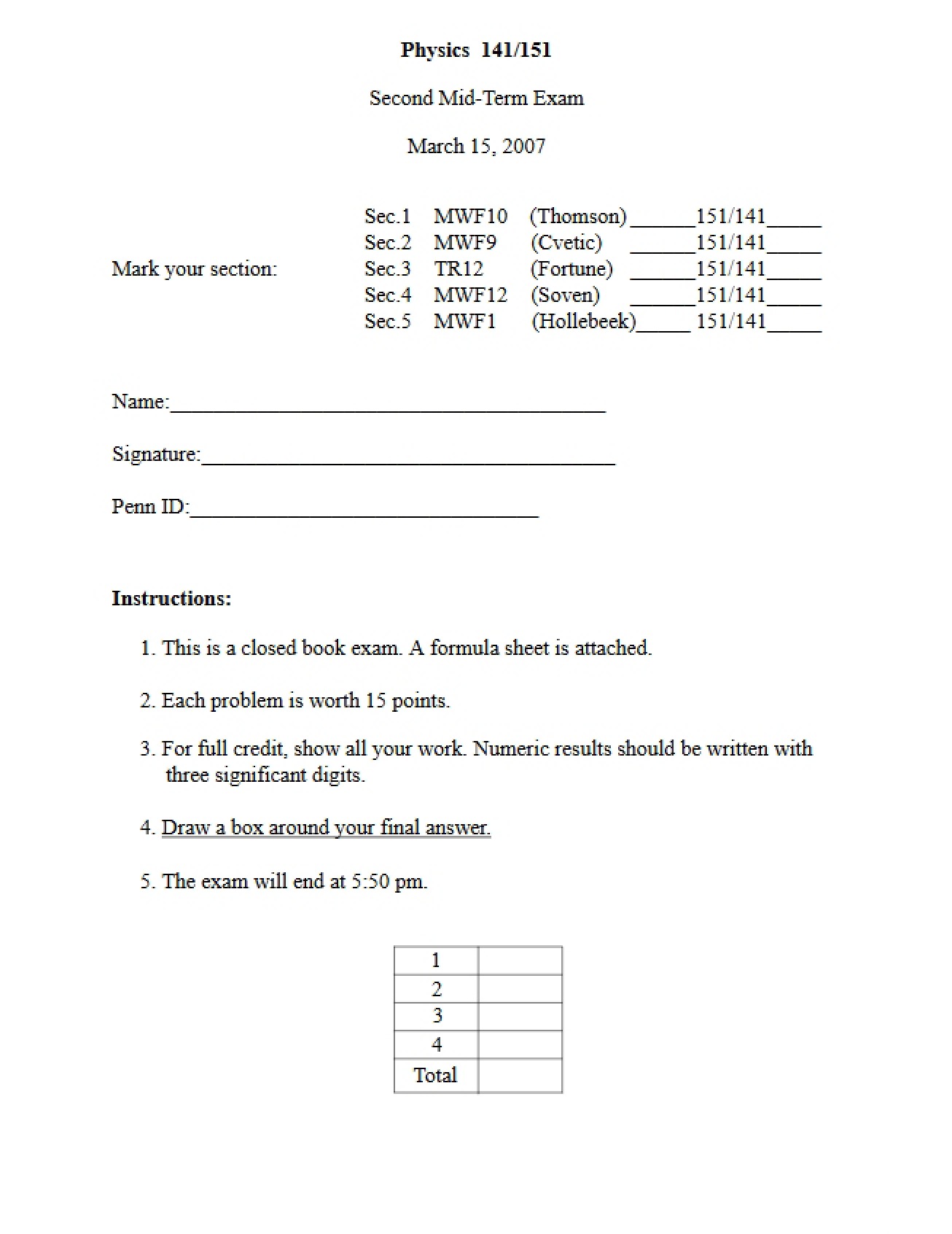 Midterm 2b (Spring 2007)