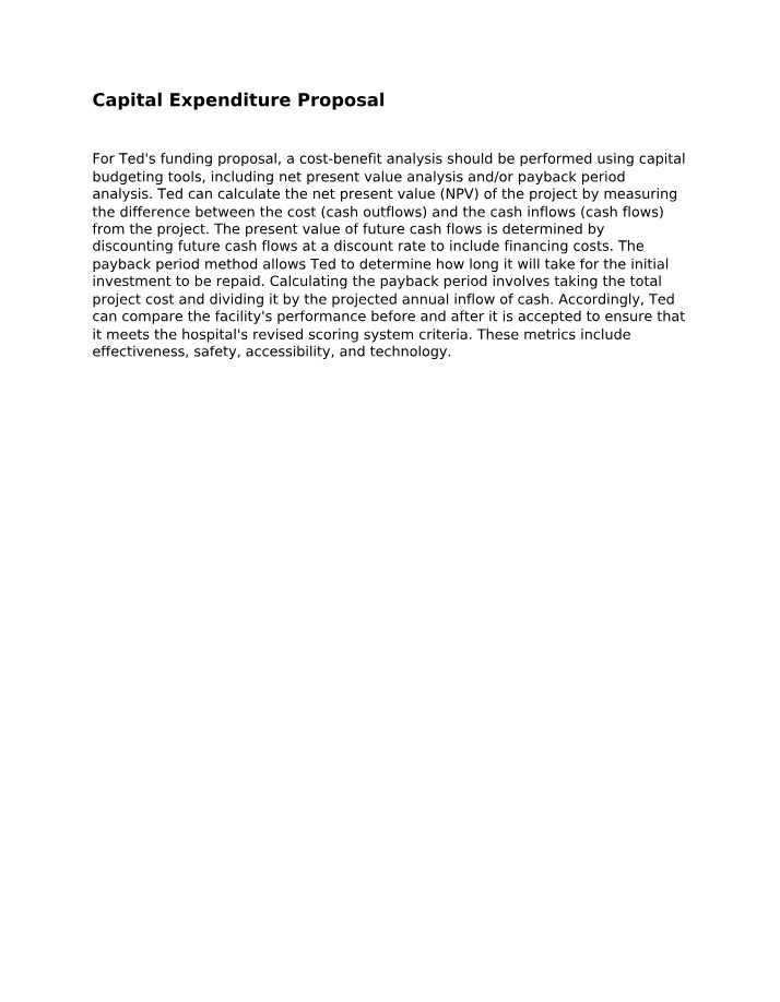 Proposal for Capital Expenditure