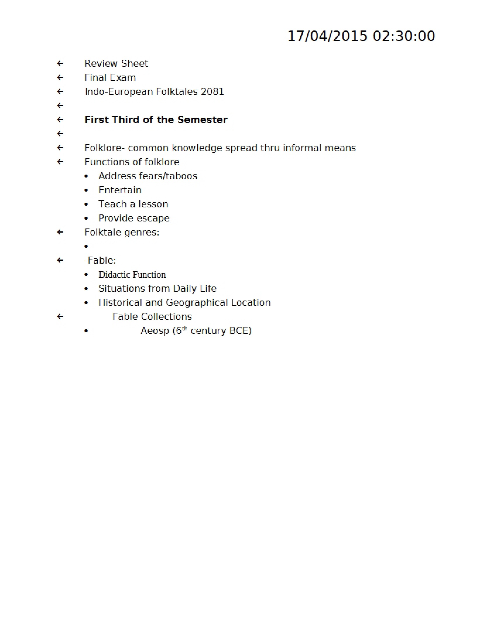 Folktales Final Exam