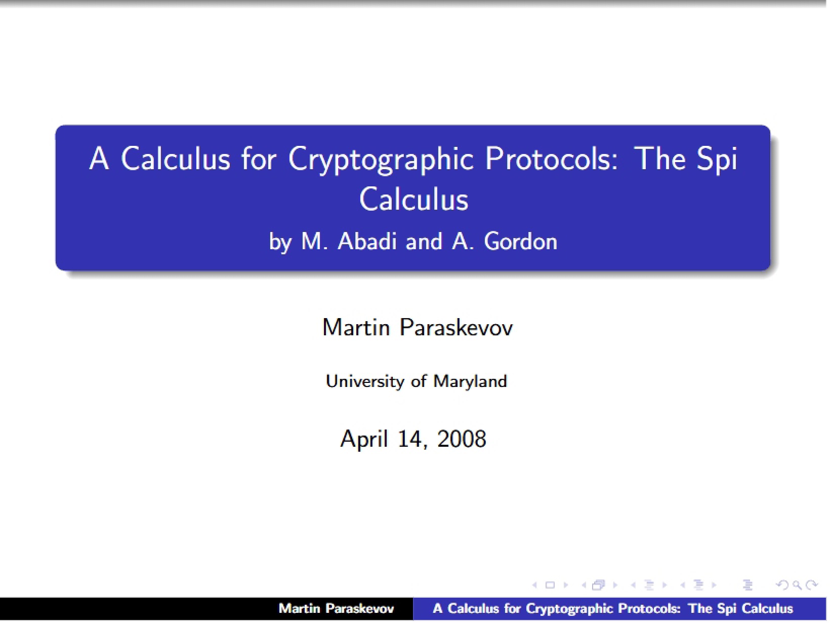 Spi Calculus Cryptographic Protocols Calculus