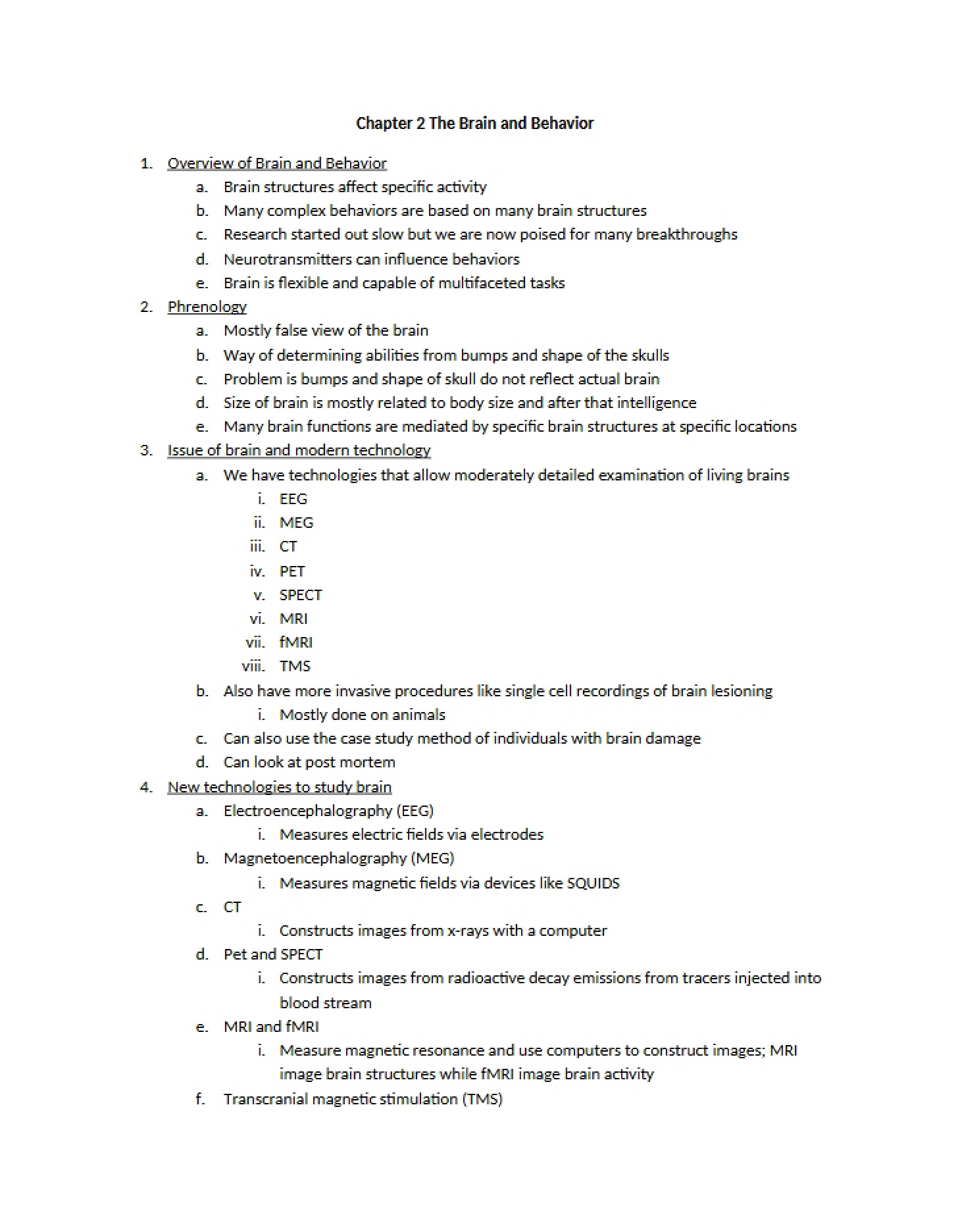 Behavior and the Brain (Chapter 2)
