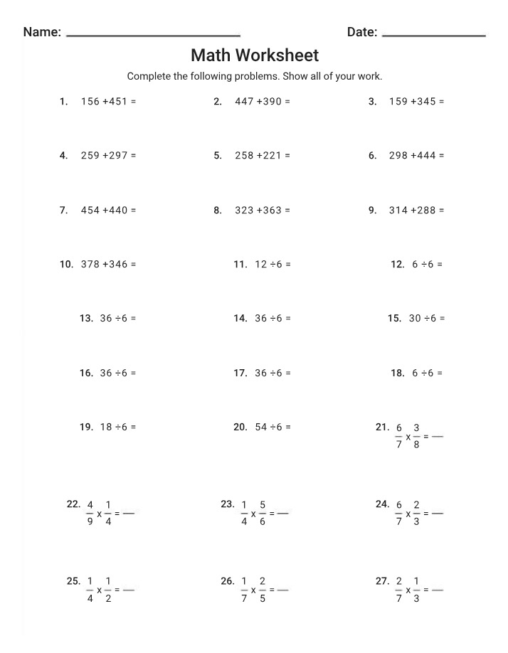 Biochemistry Math Worksheet
