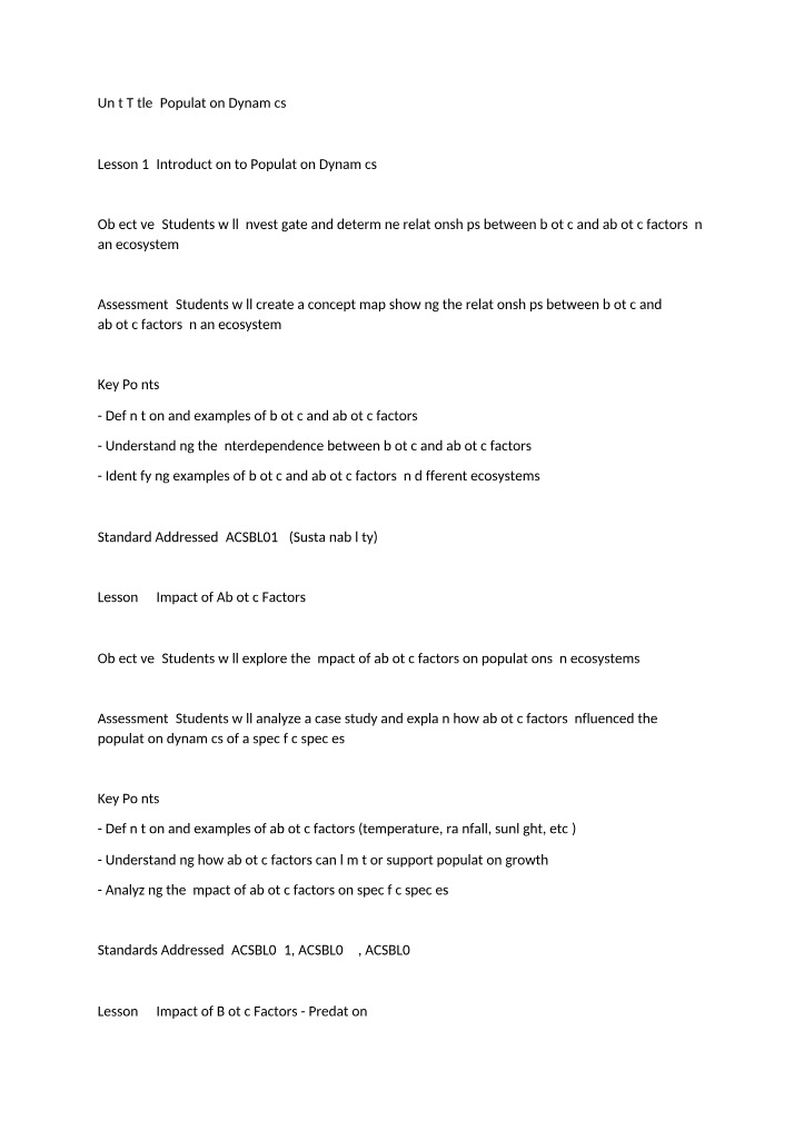 Biotic and Abiotic Factors in Population Dynamics