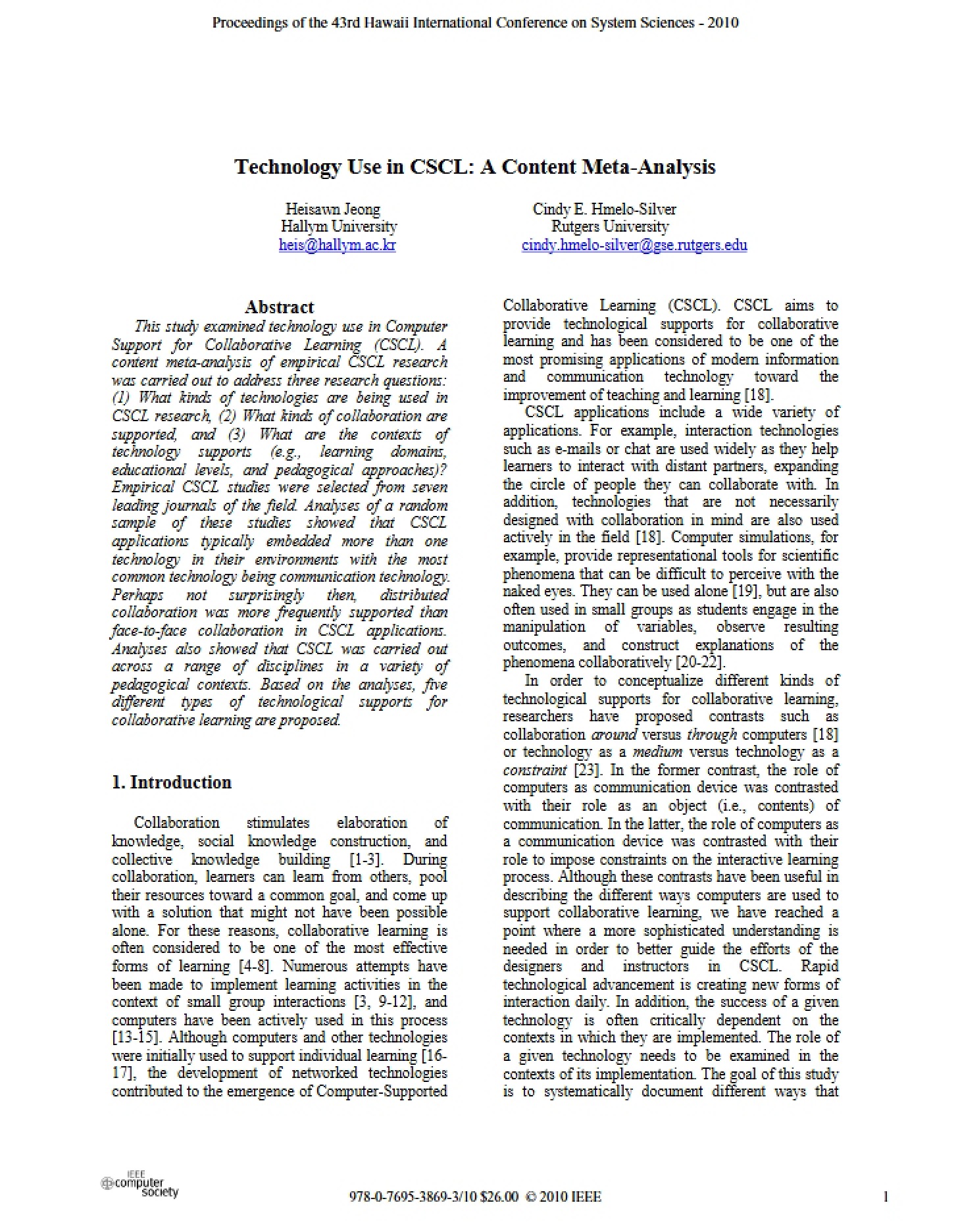 CSCL Technology Usage