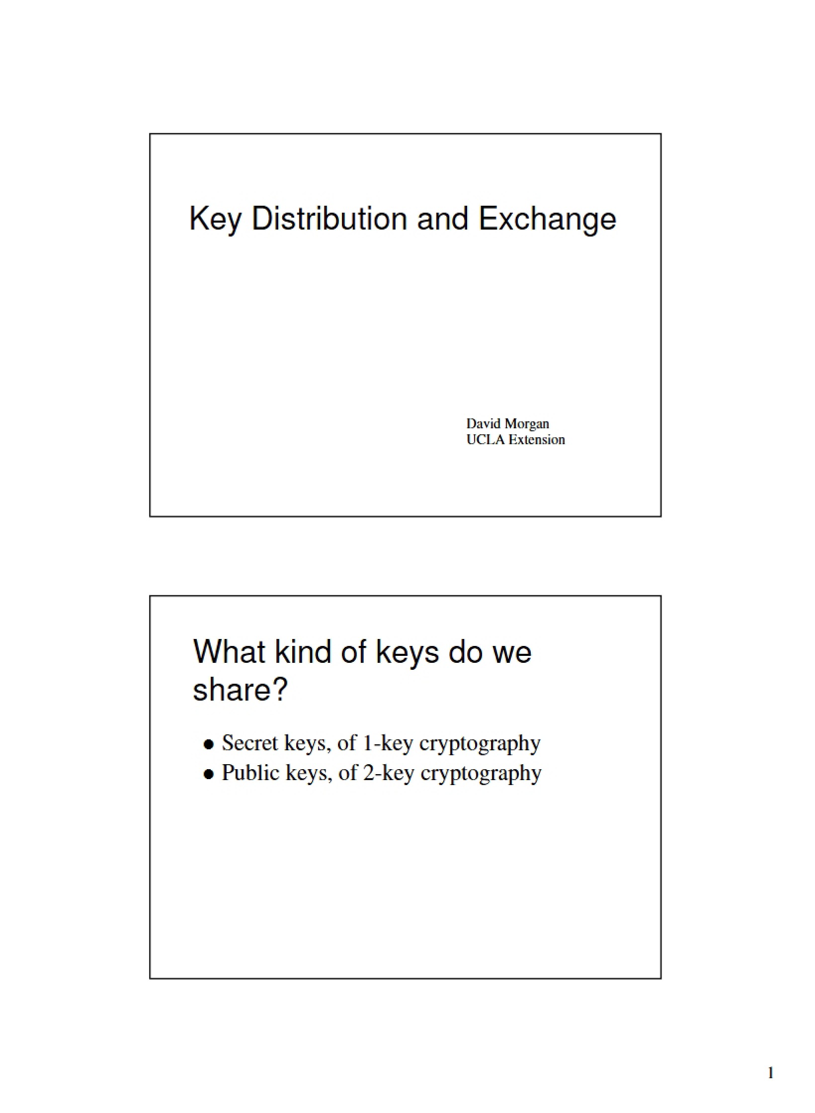 Exchanging and Distributing Keys