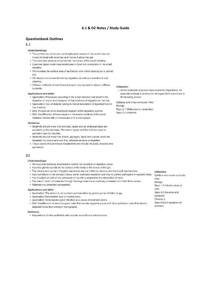 Notes and Study Guide for 6.1 & D2