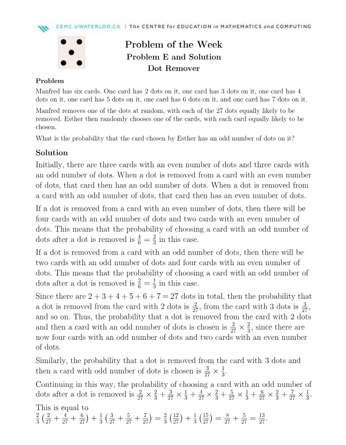 MATH124 - Dot Remover Problem