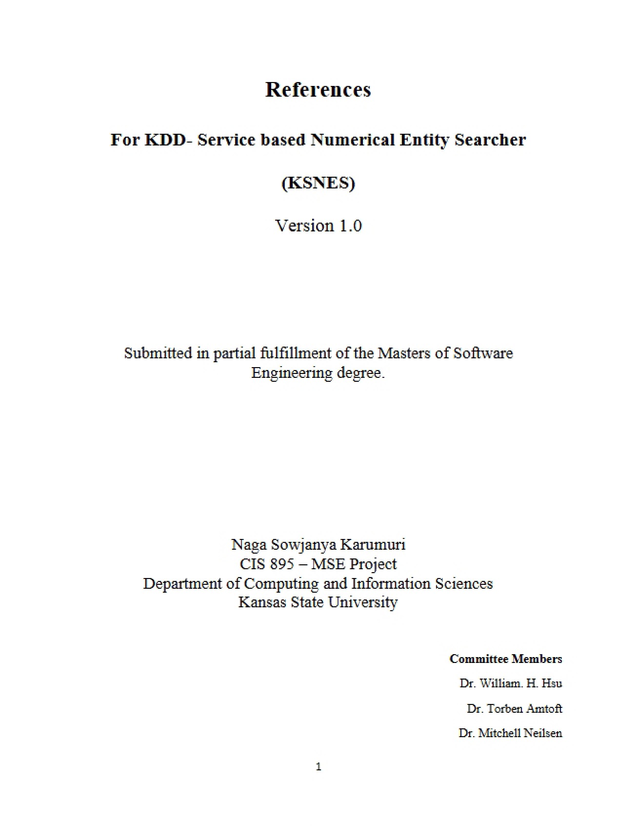 List of References for a Master of Science in Engineering Project