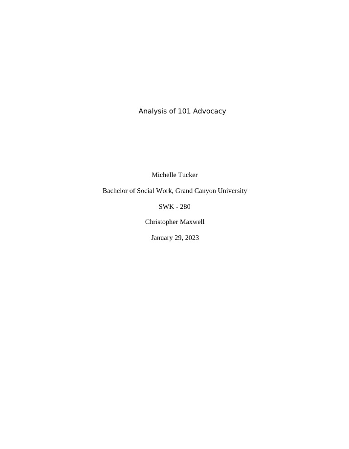 Analysis of Advocacy 101