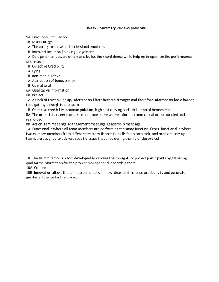 Week 5 Summary Review Questions Set A