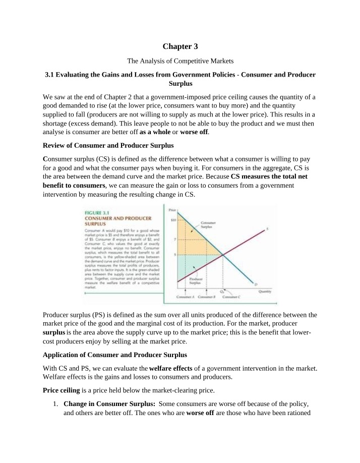 Competitive Markets - Analyzing Government Intervention