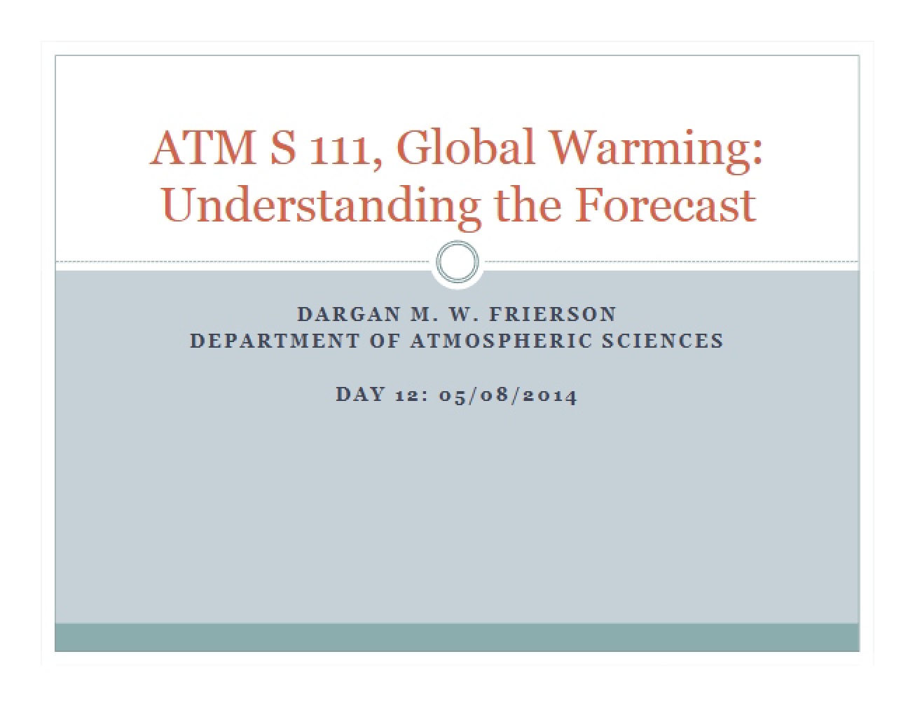 Warming of the Globe