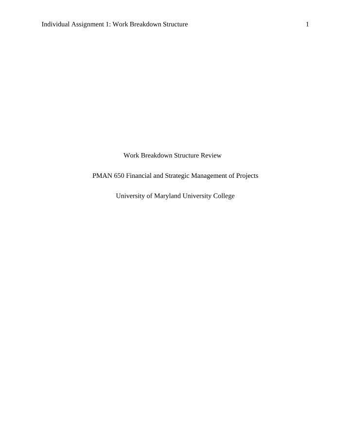 Review of Work Breakdown Structure
