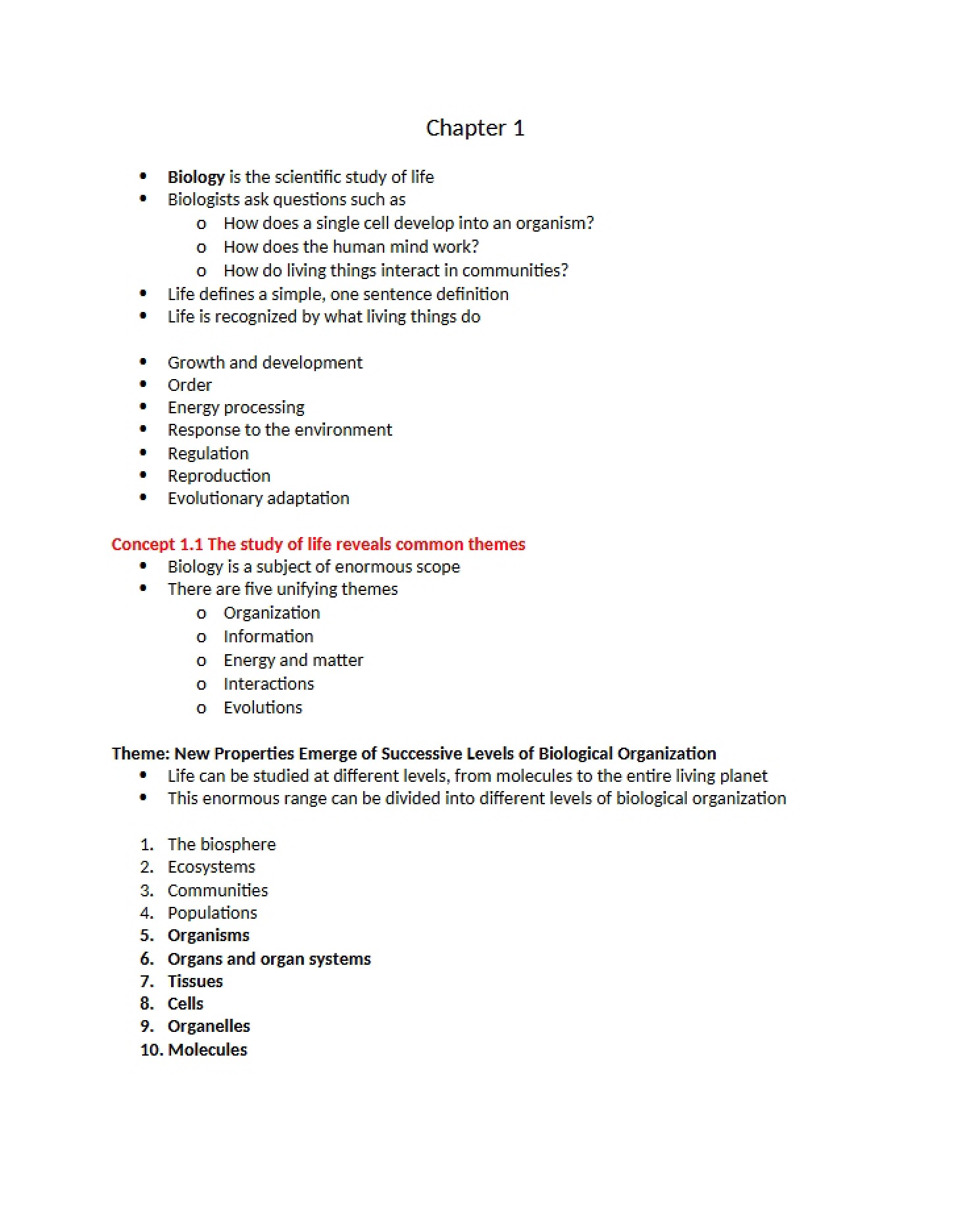 Fundamental Biology Concepts